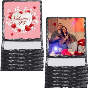 Patelai 12 Pcs Sublimation Slate Blank Coasters, 3.55 Inch Slate Coasters, Personalized Heat Thermal Transfer DIY Sublimation Blanks for Valentine, Wedding. Housewarming Gifts Table Custom (Square)