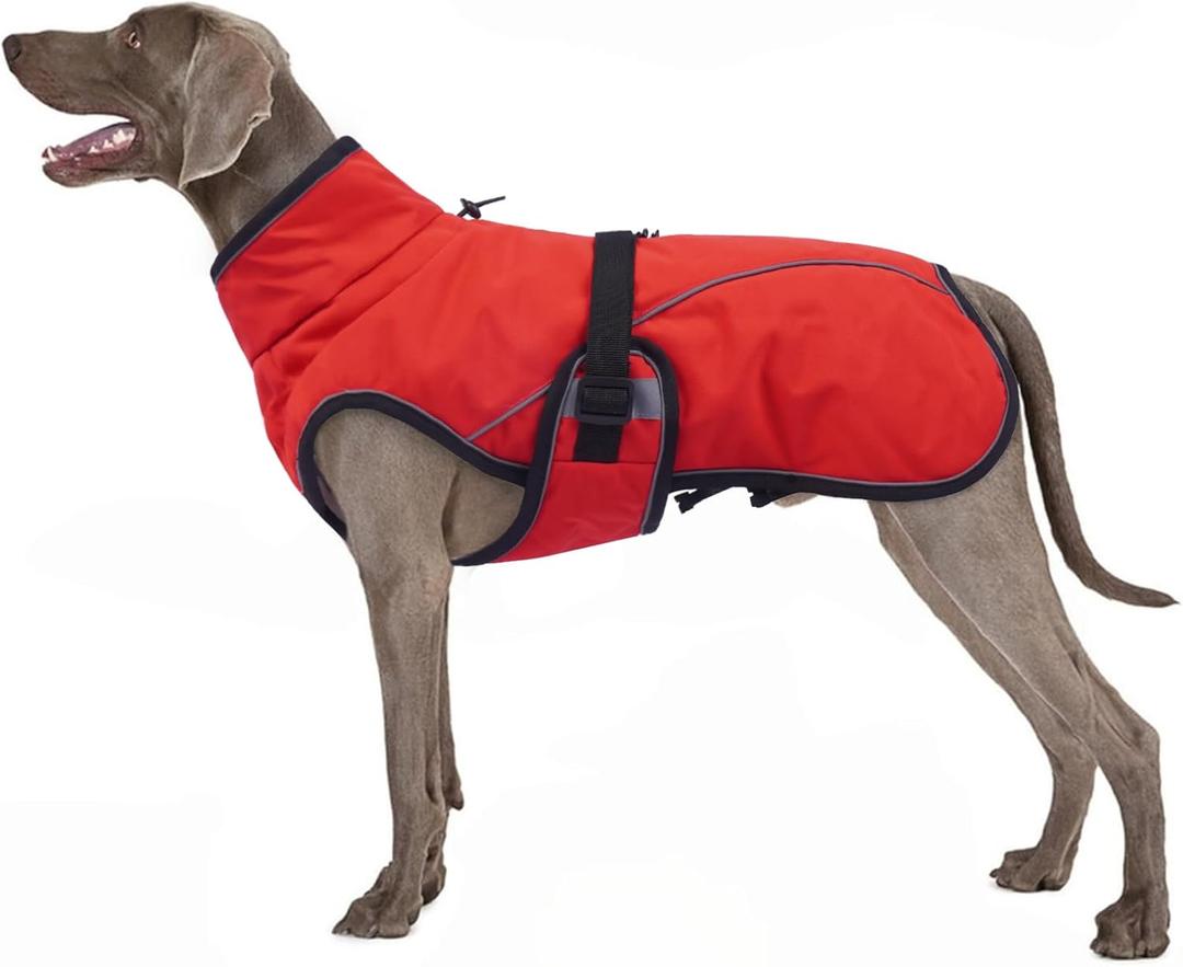 Warm Dog Coat for Winter,Waterproof Jacket with Zipper,Detachable Dog Coat with Adjustable Buckle,Comfortable Jacket for Dogs in Cold and Windy Days.2XL Red