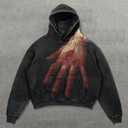 Obenie Halloween Y2K Hoodie Gothic Casual Palm/Spider Blast Print Pattern Skull Fashion Hoodie Men Harajuku Men Clothing, Small 