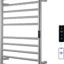 Electric Towel Rack with Voice Control for Alexa & Google Home,TUYA-Wall-Mounted Bathroom Heating Towel Warmer,Stainless Steel Material,31.5x20.08x4.41in,Plug-in,Brushed,10 Bars