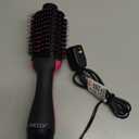 Hair Dryer Brush Blow Dryer in One, Upgraded 4 in 1 Hair Dryer and Styler Volumizer with Negative Ion Anti-frizz Ceramic Titanium Barrel Hot Air Hair Straightener Brush (Black/Pink)