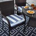 18x18x3 Inch Outdoor Square Corner Chair Cushions with Ties Set of 2, Water&Fade Resistant Thick Seat Cushion Pads for Garden Patio Dining Porch Furniture - Navy White Striped