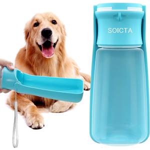 Portable Dog Small Animals Water Bottle for Walking 19 OZ or 12 OZ Pet Water Bottles for Puppy Medium Large Dogs Little Animals Water Dispenser Dog Small Animals Water Bowl (19OZ Blue)