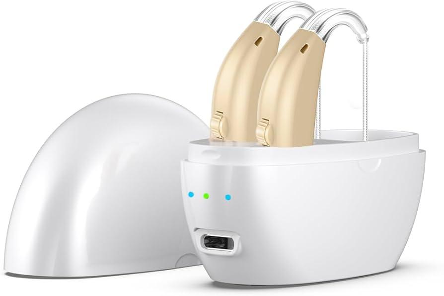SysyaztqHearing Aids Rechargeable for Seniors, Lightweigh,hones Charging Case Stepless Volume Control, Standby 80h