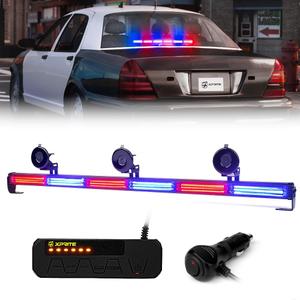 Xprite 35" COB LED Emergency Traffic Advisor Strobe Light Bar, w/Control Box Interior Windshield Safety Hazard Warning Flashing Cop Lightbars, for Police Volunteer Vehicles Trucks-Red Blue
