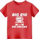 Habudda Car Shirts 2T 3T 4T Toddler Boy Clothes Truck Graphic Tees Little Kids Summer Short Sleeve Cotton Tops 2-8T (Red)