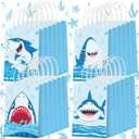 Outus 24 Pcs Shark Party Bags Blue Shark Birthday Party Favor Gift Bags Shark Goodie Candy Pouch with Twist Handles Shark Party Supplies for Summer Ocean Sea Baby Shower Decorations