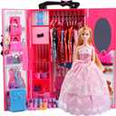 UCanaan Girl Doll and Closet Set with Doll Clothes and Accessories Items Including Fashion Dolls, Dressand Many Other Accessories (Refer Picture Shows)Best Gitfs for Girls Christmas Birthday (Rose)