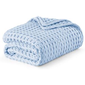 Bedsure Cooling Cotton Waffle Queen Size Blanket - Lightweight Breathable Blanket of Rayon Derived from Bamboo for Hot Sleepers, Luxury Throws for Bed, Couch and Sofa, Blue, 90x90 Inches Bedsure Cooling Cotton Waffle Queen Size Blanket - Lightweight Breathable Blanket of Rayon Derived from Bamboo for Hot Sleepers, Luxury Throws for Bed, Couch and Sofa, Blue, 90x90 Inches