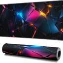 Stylish Geometric Mouse Pad Abstract Black Mouse Pad 31.5x11.8 Inch Geometric Texture Non-Slip Rubber Base Large Mousepad Stitched Edges Keyboard Mouse Mat Desk Pad for Office and Home