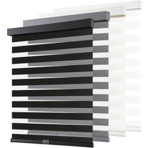 AOSKY Cordless Zebra Blinds for Windows Pull Down Roller Window Shades Dual Layer Light Filtering Privacy for Day and Night, Free-Stop Door Shades for Home Easy to Install (52" W X 72" H, Black)