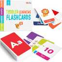 Merka Toddler Flash Cards - Interactive Alphabet Learning with Alphabet Flash Cards for Toddlers 1-3 - Pack of 64, 4.2" x 2.4" - Double-Sided for 1-4 Years Old - Multicolor
