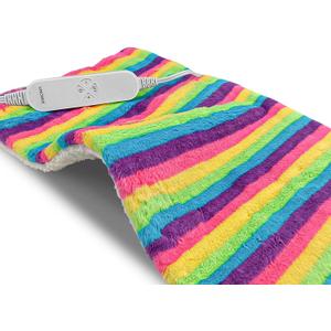 Electric Heating Pad for Back/Waist/Abdomen/Shoulder/Neck Pain and Cramps Relief - 12 Heat Levels, 8 Timers,Cute Plush Heat Pad, Machine Washable-Rainbow-Z(12" x 24")