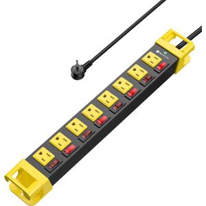 Power Strip with Individual Switches - 8 Outlet Heavy Duty Power Strip with Cord Manager,1200J Surge Protector Home Office Garage Industrial