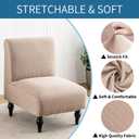 LavishCover Armless Accent Chairs Covers, Thick Armless Recliner Sofa Cover Stretchable, Removable Armless Chair Slipcover for Living Dining Room Hotel (Khaki, 1pc)