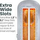 Elite Gourmet ECT4123X Long Slot 4 Slice Toaster, Extra Wide 1.5" and 5.1" Deep Slots, Bagel, Defrost & Cancel Functions, 6 Toast Shade Settings, Fits Bagels, Waffles, Artisan Breads, Stainless Steel