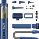 Fanttik Slim V8 Apex Car Vacuum, 4-in-1 Portable Mini Cordless Vacuum with 19000pa Suction Power, Type-C Charge, 2 Suction Modes, Handheld Vacuum for Car, Office Desk, Keyboards (Blue)