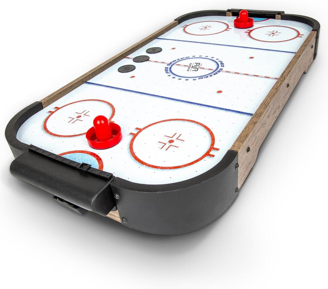 GoSports 30 Inch Table Top Air Hockey Game for Kids - Portable, Battery Operated Game Table - Oak