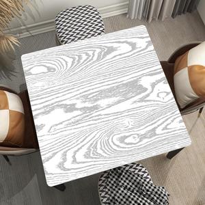 White Wood Texture Background Square Outdoor Fitted Tablecloth, Easy to Wipe Waterproof with Elastic Edge Table Cover, for Weddings, Banquets, Suit for 24"x24" Square Table, Style 454