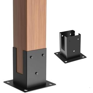 ORIGLE 4×4 Post Base 2Pcs,Inner Size 3.58"x3.58" Post Brackets, Heavy Duty Powder-Coated Post Anchor Matte Black Wood Post Brackets for Pavilion Deck Railing