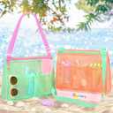 Tagitary Beach Toys Kids Mesh Beach Bags with Zipper, Seashell Collecting Crossbody Sand Toys Bag for Boys Girls Quick Dry Summer Pool Vacation Travel Essentials