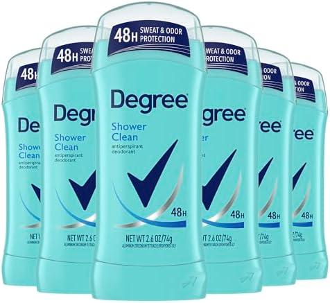 Degree Original Antiperspirant Deodorant Shower Clean Pack of 6 48-Hour Sweat & Odor Protection Antiperspirant for Women 2.6 oz