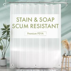 AmazerBath Shower Curtain Liner, 72x72 Plastic Frosted Shower Liner, Cute PEVA Shower Curtain Liners, Waterproof Vinyl Shower Curtain Liner with 3 Magnets, Lightweight Shower Curtains for Bathroom (72"W x 72"L (Pack of 1))