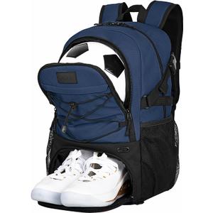 Goloni Soccer Backpack,Basketball Backpack with Ball Compartment & Shoe Compartment,Backpack for Basketball,Soccer (Dark Blue)