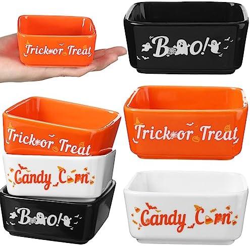 Roshtia 5Pcs Halloween Candy Bowl Mini Ceramic Bowl for Tiered Tray Decoration Corn Trick or Treat Halloween Candy Dish Halloween Ghost Party Supply Candy Holder for Farmhouse Home Housewarming Gift