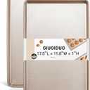 2 Pack Half Sheet Baking Pans,Commercial Quality Baking Sheet Pan Set,Carbon Steel Cooking Pans, Non Stick Baking Sheet for Oven,Large Thick Cookie Tray Pans for Baking17.5 * 11.8 * 1inch