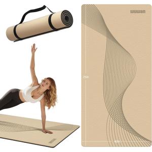 Large Exercise Mat | 10mm Thick TPE Non-slip Gym Mats, Carrying Strap