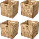 Trademark Innovations Foldable Hyacinth Storage Baskets with Iron Wire Frame (Set of 4) (12")