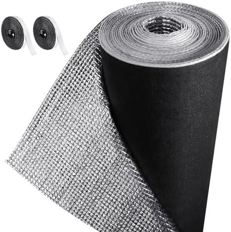 Frienda Double RV Door Window Shade Cover Blackout Reflective Insulation Roll 78.7x39.5 Inches Aluminum Foil Insulation Kit for Rv Garage Roof Door Window Skylight Shade(Black)