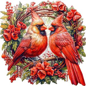 Jigfoxy Wooden Puzzles for Adults, Cardinal Wood Puzzle for Adults, Unique Animal-Shaped Wooden Jigsaw Puzzle, Christmas Thanksgiving Gifts for Family and Friends (L-13.3 * 13.3in-300 pcs)