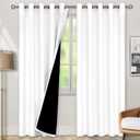 BGment Thermal Insulated 100% Blackout Curtains for Bedroom with Black Liner, Double Layer Full Room Darkening Noise Reducing Grommet Curtain (60 x 84 Inch, White, 2 Panels)