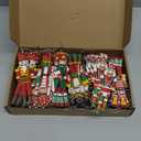 96 Pcs Christmas Nutcracker Ornament Set - Small Wooden Soldier Hanging Decoration, King Holiday Figures Tree Ornament With Ropes for Xmas Party Decor