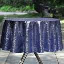 HMQIANG Navy Blue 50 inch Round Sequin Tablecloth Glitter Table Cloth Seamless Shiny Overlay for Halloween Christmas Party Table Décor