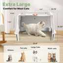 Stainless Steel Litter Box with Flip Lid, XL Extra Large Cat Litter Box with High Sided Top Entry Design, Anti-Leakage Enclosed Metal Litterbox for Big Cats, with Handle, Mat, Pedal & Scoop, Beige