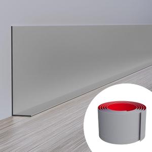 Duzzy Flexible Baseboard Molding Trim, 5 Inch(W) x 60 Feet(L) Peel and Stick Rubber Wall Trim Molding, Self-Adhesive Vinyl Wall Base Cove Base (Grey) (Gray)