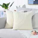 Mandioo pack of 2 Decorative 22x22 inch cream white pillow cases