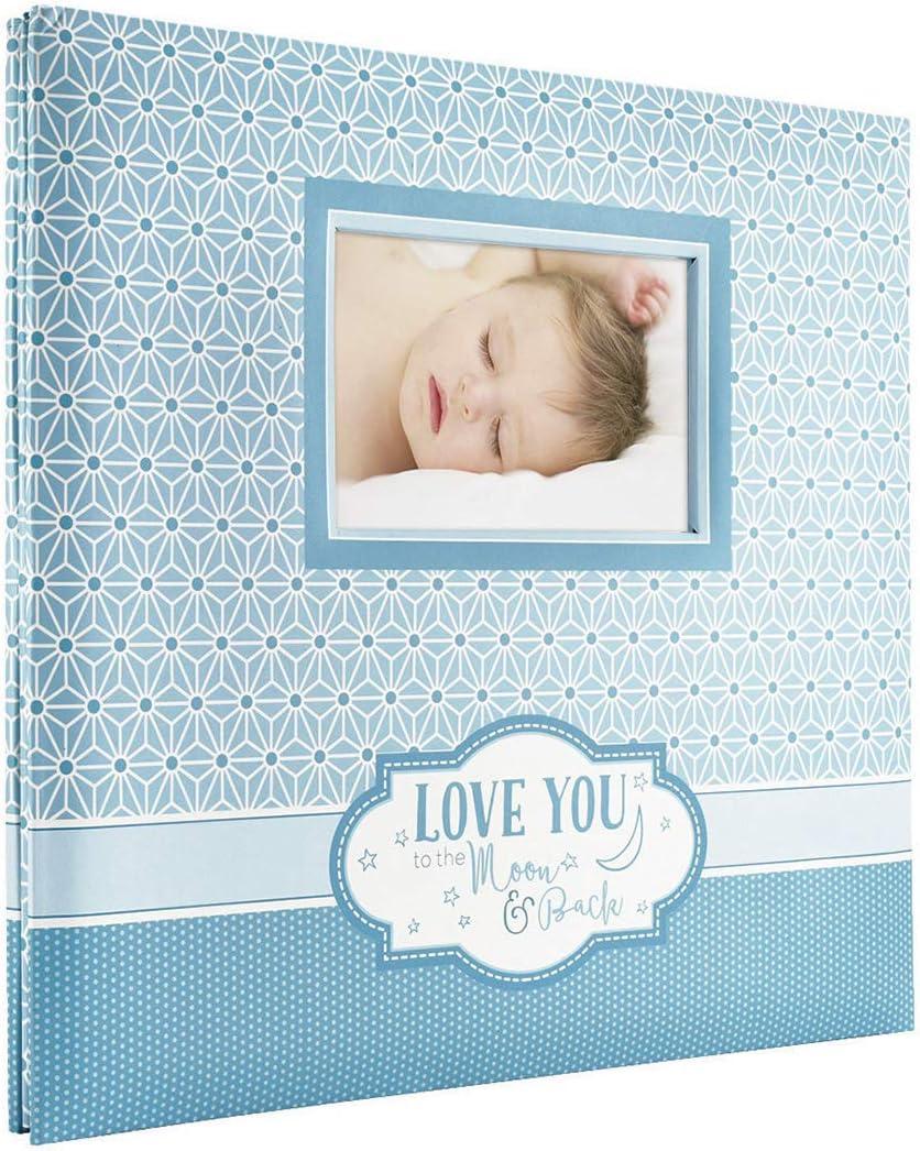 MCS Expandable 10-Page Baby Scrapbook Album with Photo Opening Cover and 12 x 12 Inch Pages, 13.5 x 12.5 Inch, Love You to the Moon and Back (Blue)