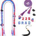 2025 Graduation Leis and Cords, Grad Money Leis with 11 Embroidered Patches for Graduation Party Decorations