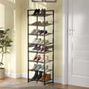 8 Tier Shoe Rack, Tall Metal Shoe Storage with Adjustable Shelves, Holds 16-20 Pairs, Stackable Shoe Stand for Garage Hallway Bedroom, Bronze