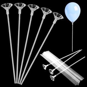 30 Pcs Balloon Sticks, Clear Balloon Holder Sticks Plastic Balloons Stick with Bases Balloons Stick Weights for Tying Balloonss Arch Anniversary Birthday Christmas Halloween Party Wedding