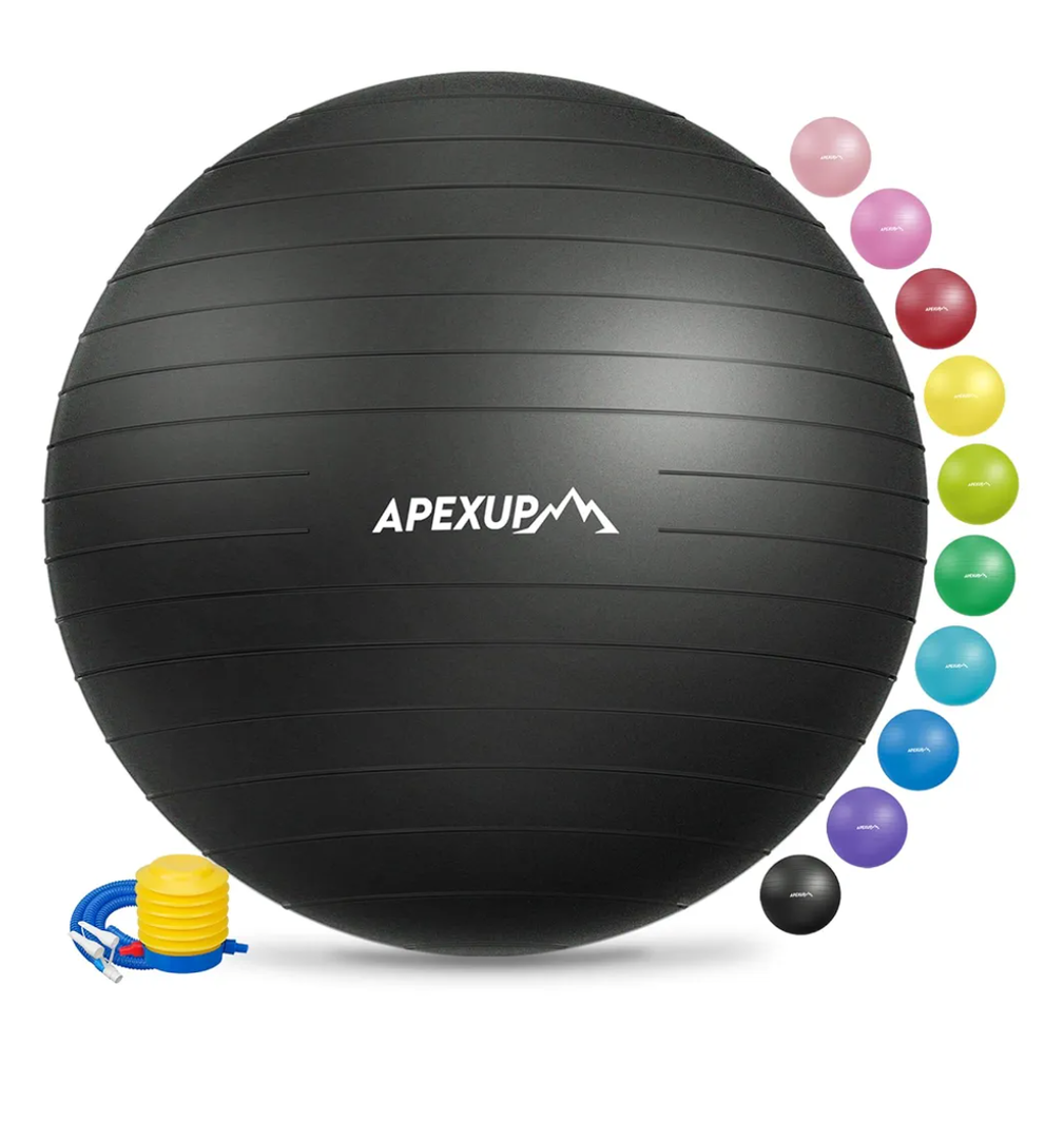APEXUP Yoga & Pilates Ball - Anti Slip Heavy Duty Gym Ball for Fitness, Balance & Core Workout