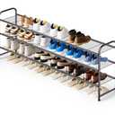 KEETDY Long 3 Tier Shoe Rack for Closet Wide Shoe Storage Organizer Stackable Metal Shoe Shelf for 24 Pairs Men Sneakers with Wire Grid for Closet Floor, Bedroom, Entryway, Bronze