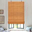 ALIMOO Cordless Bamboo Blinds Roll Up Shades Light Filtering Cordless Roller Window Blinds for Interior Home Patio Porch 32" W x 72" L