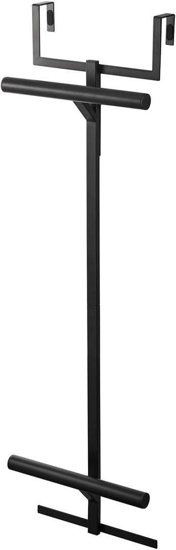 Yamazaki Home Tower Backpack Over The Door Hanger for Closet Or Bedroom, Two-Tiered Bookbag Metal Storage Rack, Easy Installation - Steel (Black)