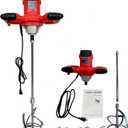 Electric Cement Mixer, 2500W Handheld Concrete Mixer with 6 Speed，Portable Mortar Mixers for Mixing Mud, Mortar, Plaster,Cement, Paint, Fodder，2 Pieces Mixing Heads