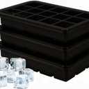 Silicone Ice Cube Trays 3Packs, Easy Release Ice Cube Molds with Lid, Freezer Stackable Ice Maker for Whiskey, Baby Food, BPA Free (Black)